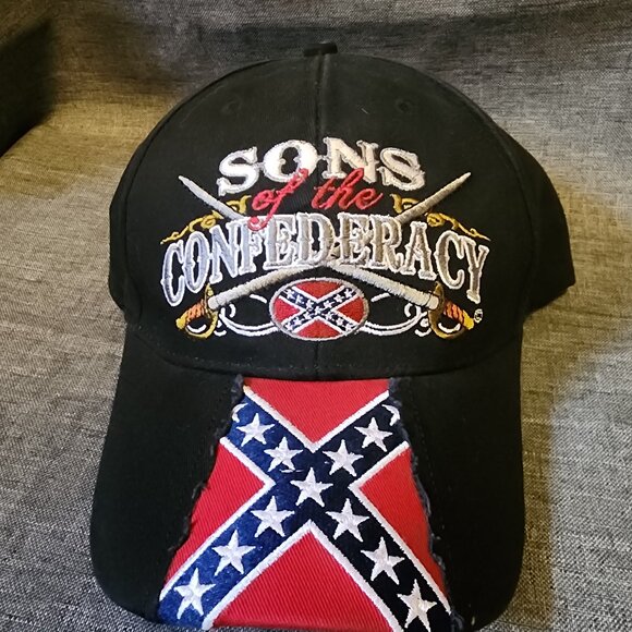 Capsmith Black Embroidered Sons Of The Confederacy Rebel Flag Hat - Picture 2 of 8